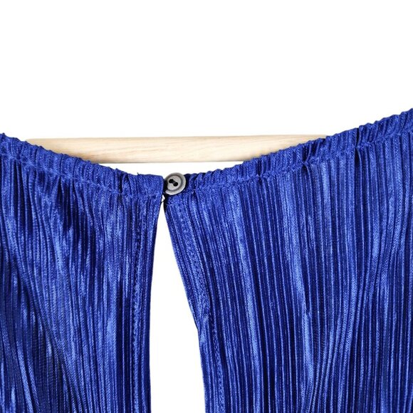 Anthropologie Maeve Sonata Pleated Jumpsuit Blue Tied Women's Size 6 Textured - Picture 10 of 16